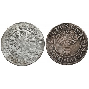 Sigismund I the Old, Grosz Gdansk 1534 and Cracow 1545 (2pc)