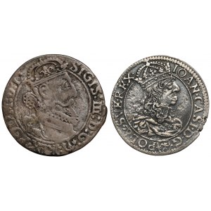 Zikmund III Vasa a Jan II Kazimír, šestipence 1624-1661 (2ks)