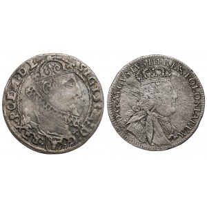 Žigmund III Vaza a August III Sas, šesťpence 1626-1753 (2ks)