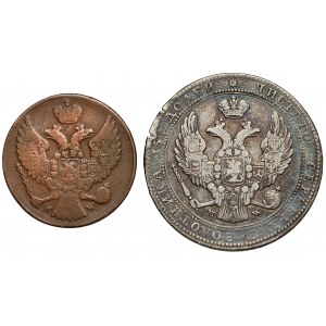 3/4 ruble = 5 gold 1838 and 3 pennies 1840 (2pc)