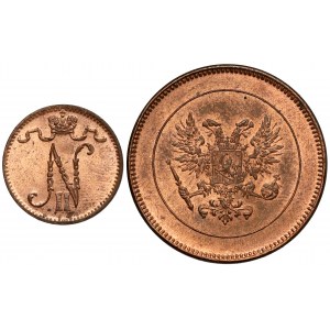 Finnland / Russland, Nikolaus II., 1-5 penniä 1912-1917 (2 St.)