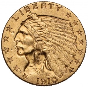 USA, 2 1/2 dolára 1910 - Indiánska hlava
