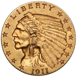USA, 2 1/2 dolaru 1911 - Indiánská hlava