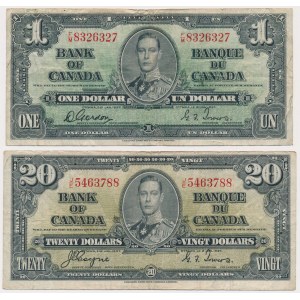 Canada, 1 & 20 Dollars 1937 (2pcs)