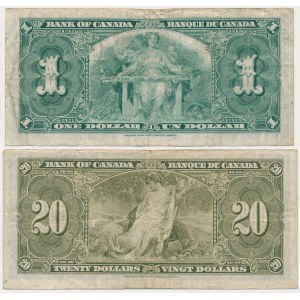 Kanada, 1 a 20 dolárov 1937 (2 ks)