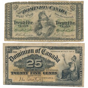 Canada, 25 Cents 1870 & 25 Cents 1900 (2pcs)