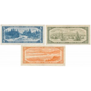 Kanada, 5, 20 i 50 Dollars 1954 (3szt)