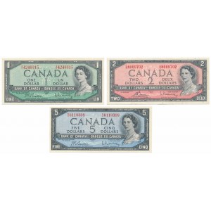 Canada, 1, 2 & 5 Dollars 1954 (3pcs)