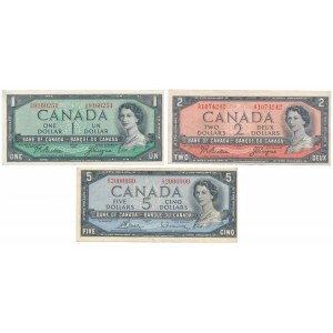 Canada, 1, 2 & 5 Dollars 1954 (3pcs)