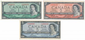 Canada, 1, 2 & 5 Dollars 1954 (3pcs)