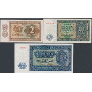 Nemecko, DDR 2, 10 a 100 mariek 1948 (3 ks)