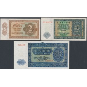 Niemcy, DDR 2, 10 i 100 Mark 1948 (3szt)