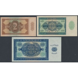 Niemcy, DDR 2, 10 i 100 Mark 1948 (3szt)