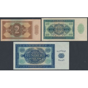 Deutschland, DDR 2, 10 und 100 Mark 1948 (3Stück)