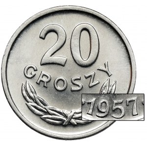 20 centov 1957 - široký dátum - najvzácnejšie