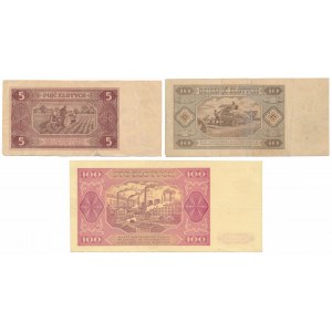 Set of 5, 10 and 100 gold 1948 (3pcs)