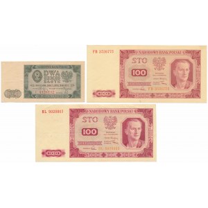 Zestaw 2 i 2x 100 złotych 1948 (3szt)
