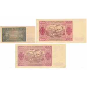 Sada 2 a 2x 100 zlatých 1948 (3ks)