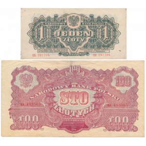 1 i 100 złotych 1944 - zestaw (2szt)