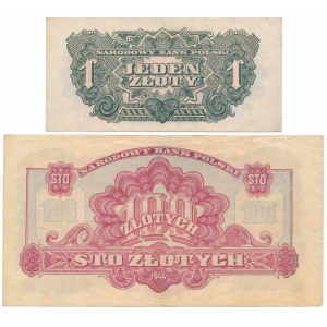 1 i 100 złotych 1944 - zestaw (2szt)