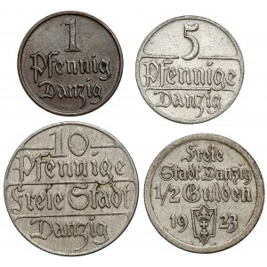 1-10 fenig and 1/2 guilder, set (4pcs)