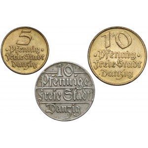 5-10 fenigów 1923-1932, zestaw (3szt)