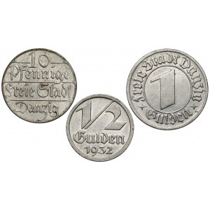 10 fenigów i 1/2 - 1 gulden, zestaw (3szt)