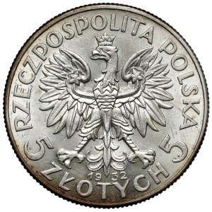 Głowa Kobiety 5 złotych 1932 bez znaku, Londyn