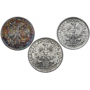 2 i 5 złotych 1933-1974 - bardzo ładne (3szt)