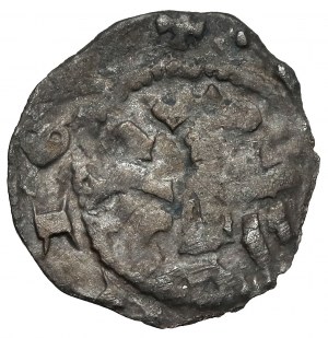 Casimir III the Great, Denarius of Cracow - Helmet, with an altar inscription