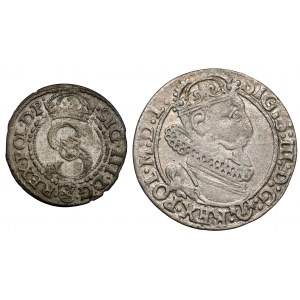 Sigismund III. Vasa, Malbork 1592 Fahne und Krakau 1623 Sixpence (2Stk)