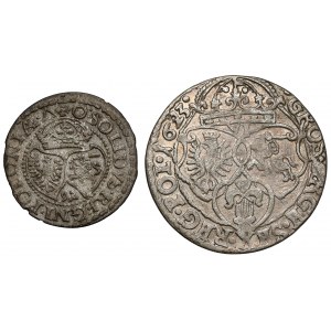 Sigismund III. Vasa, Malbork 1592 Fahne und Krakau 1623 Sixpence (2Stk)