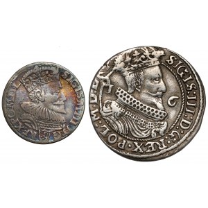 Zygmunt III Waza, Trojak Malbork 1593 i Ort Gdańsk 1626 (2szt)