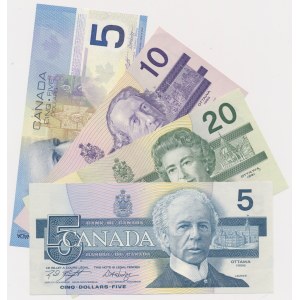 Kanada, 5 - 20 dolarů 1986-2002 (4ks)