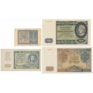 Satz Besatzungsbanknoten 1940-1941 (4 Stck.)
