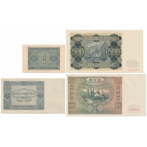 Satz Besatzungsbanknoten 1940-1941 (4 Stck.)