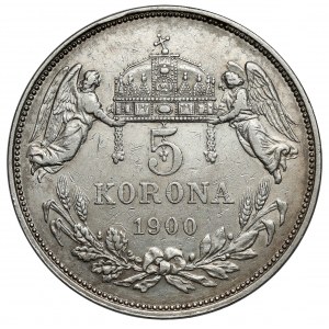 Rakúsko-Uhorsko, František Jozef I., 5 korún 1900 KB