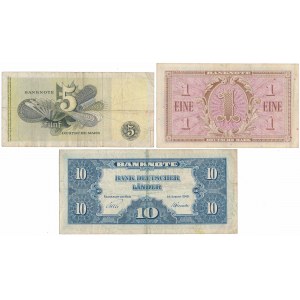 Německo, 1, 5 a 10 marek 1948-1949 (3ks)
