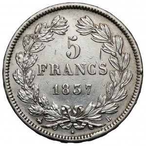 Francúzsko, 5 frankov 1837-B