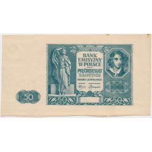 50 złotych 1941 - bez poddruku, serii i numeru - szerokie marginesy