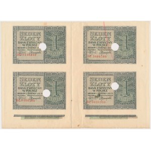 1 złoty 1941 - BE - nierozcięty fragment arkusza - skasowane