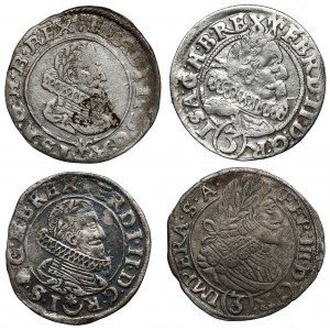 Bohemia, 3 kreuzer 1627-1641, Prague, lot (4pcs)