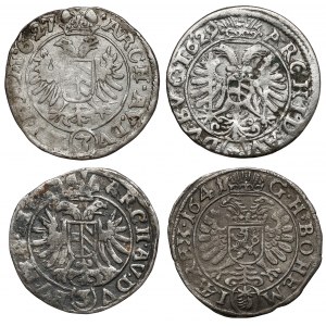 Bohemia, 3 kreuzer 1627-1641, Prague, lot (4pcs)