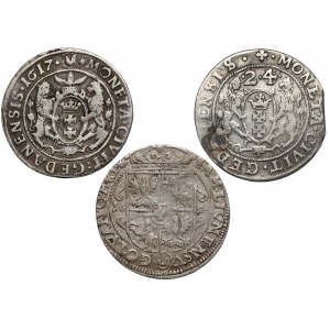 Zikmund III Vasa, ORTY Gdaňsk a Bydgoszcz 1617 a 1624, sada (3 ks)