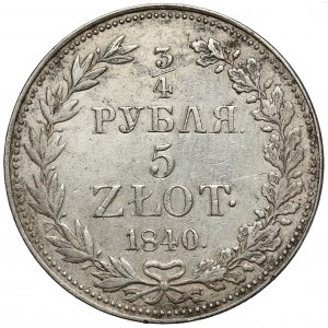 3/4 Rubel = 5 Zloty 1840 MW, Warschau