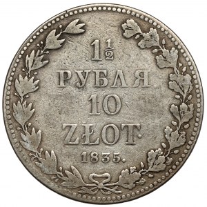 1-1/2 ruble = 10 gold 1835 MW, Warsaw - rare