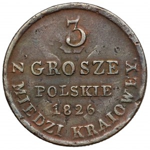 3 grosze 1826 IB z MIEDZI KRAIOWEY