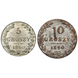 5 and 10 pennies 1840 MW, set (2pc)