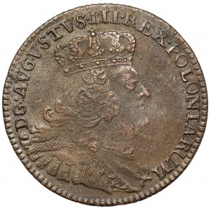August III Sas, Ort Leipzig 1754 EC - dobový falzifikát (?)
