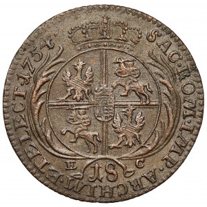 August III Sas, Ort Lipsk 1754 EC - falsyfikat z epoki (?)